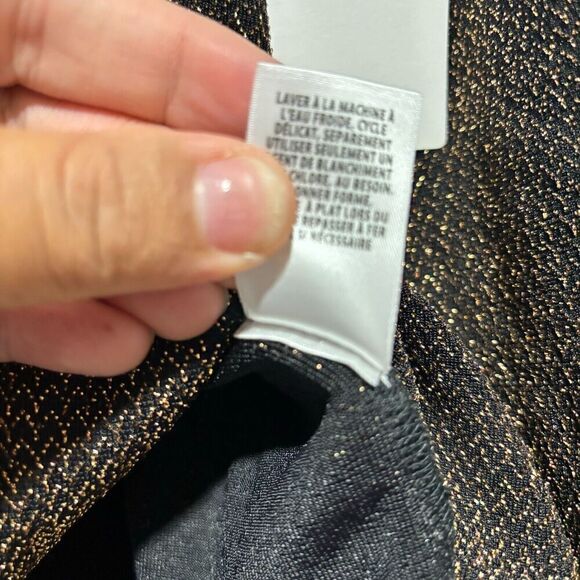 Leith Womens Jacket Large Metallic Gold Button Long Sleeve Notch Lapel Collar - Picture 7 of 8